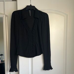 Elegant Black Ruffled Blouse